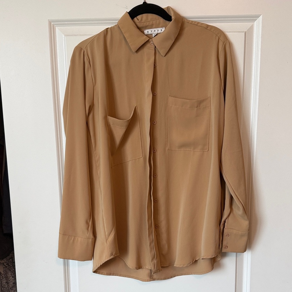HYFVE Tan Button-Up Blouse
